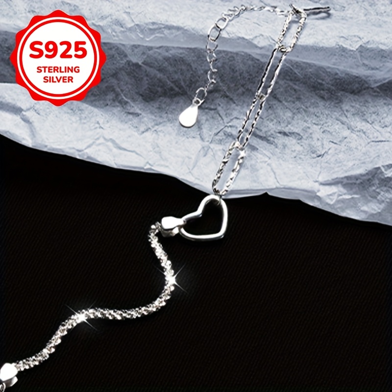 925 Silver Star & Heart Chain Bracelet for Couples Friends